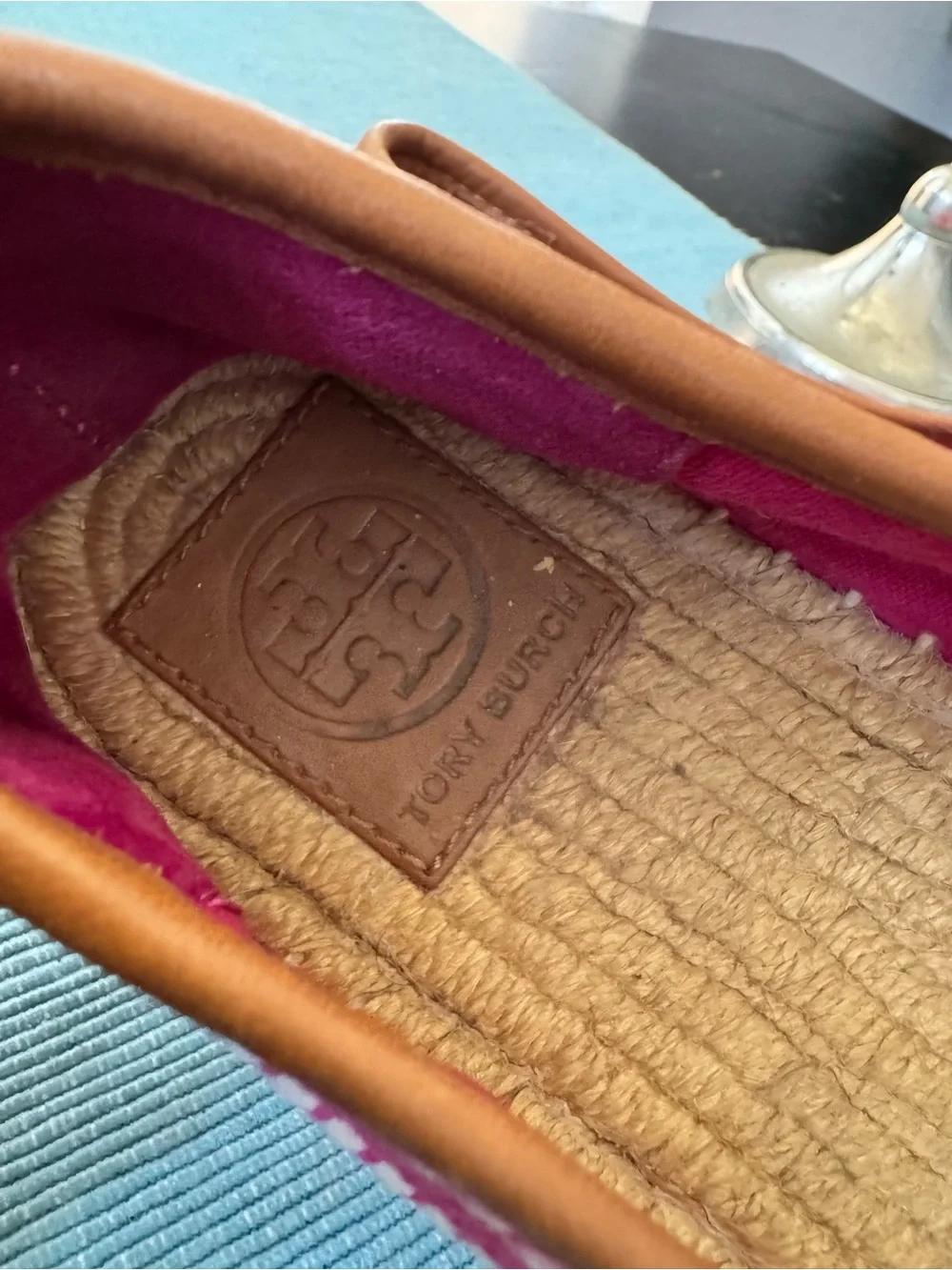 Tory Burch Pink Woven Espadrille Flats size 11